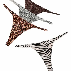 Sexy Low-Waist T-Strings im Set mit Leoparden- und Zebramuster für Damen Wäsche