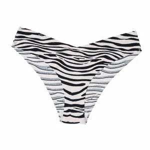 Culotte sans couture en soie glacée à imprimé zèbre pour femme taille basse et respirante