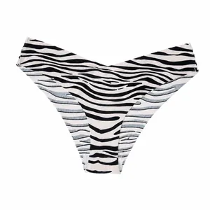 Zebra print seamless ice silk breathable panties with low waist for women summer style