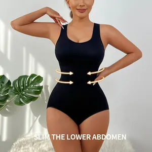 Body reductor negro para mujer con control de abdomen para una figura más esbelta
