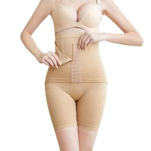 High waist tummy control shapewear panties with adjustable front hook and eye closures