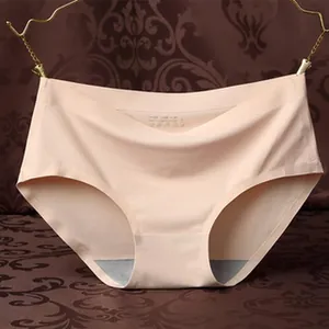 Elegant seamless ice silk women's briefs in skin tone with smooth and soft finish