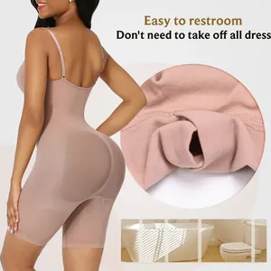 Detail showing the easy-access crotch opening of the tummy control shapewear bodysuit