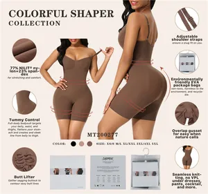 Full body tummy control shapewear bodysuit with butt lifting effect and adjustable straps