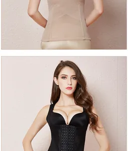 Detail of women's shapewear corset with front six-row hook-and-eye closures for adjustment.