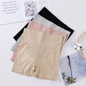 Seamless high-waist tummy control shaping boyshorts for women with 3D honeycomb design