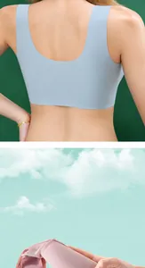 Detail showing the seamless U-back design and the soft rollable material of the bra