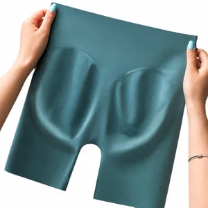 Nahtlose High-Waist-Sicherheitsshorts aus Eisseide für Damen mit Anti-Exposition