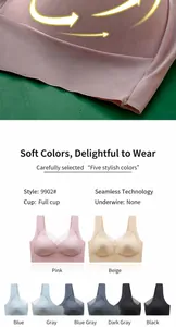 Seamless wire-free bra detail showing fabric texture and color options in pink and beige