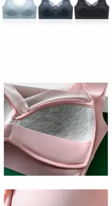 Detail of seamless gathering bra showing internal support and color variants.