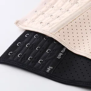 Professional breathable latex sports waist trainer belt with adjustable multi-row hook closure