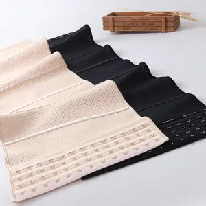 Breathable latex sports waist trainer with 9 steel bones and adjustable hook-and-eye closure