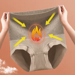 High-waist seamless tummy control underwear for women with infrared heating belly area