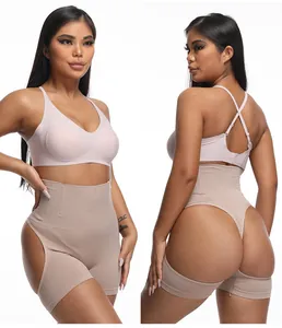 High waist tummy control shapewear shorts with back cutout for butt lifting effect