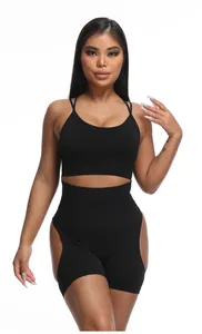 High waist tummy control shaping shorts with side cut-outs and butt lifting effect