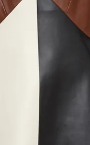 Détail du patchwork en cuir PU tricolore de haute qualité avec texture à grain fin