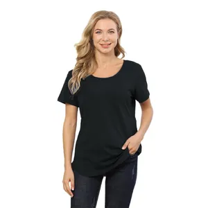 Classic black short sleeve nursing T-shirt for maternity breastfeeding comfort and style