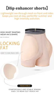 Detailed view of high waist hip enhancer shorts with breathable mesh and removable padding