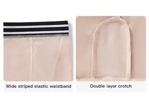 Close-up of high-waist shaper pants with wide waistband and double layer crotch.