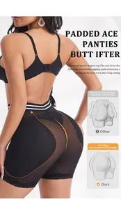 Detailed view of black high-waist butt lifter shapewear with mesh and lace trim