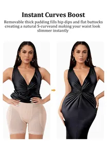 Detailed before and after comparison of high waisted butt lifting shapewear padding