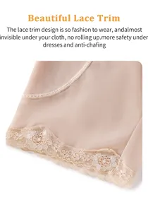 Close-up of delicate lace trim on breathable mesh shapewear for women.