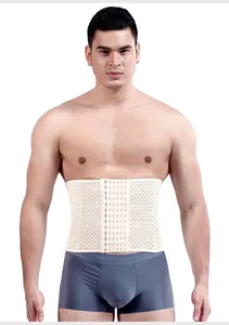 Detailvooraanzicht van de tailletrainer voor heren met de haken en mesh materiaal