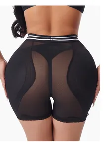 Detailed back view of high waist padded butt lifter shapewear with breathable mesh and lace