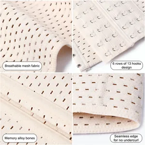 Ademende mesh taille trainer voor heren met 6 rijen haken en stalen baleinen