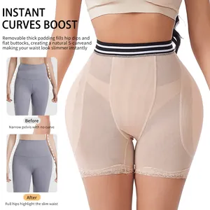 High waist butt lifting shapewear with padding and lace trim for instant curves.