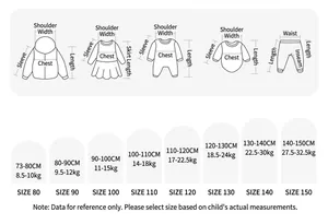 Detailed kids size guide for outdoor jackets and clothes with height weight table