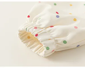 Close-up detail of elasticated cuff on girls polka dot outdoor windbreaker jacket