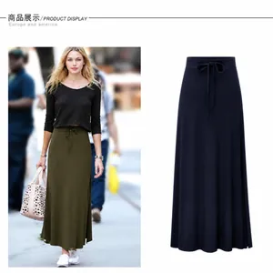 Jupe midi élégante à taille haute avec cordon de serrage et fente latérale chic