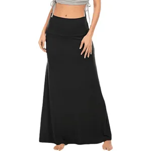 Elegant women's high waist black bodycon maxi skirt for versatile daily casual wear