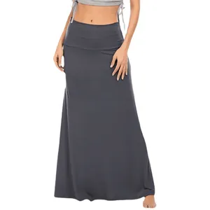 Elegant high-waisted bodycon maxi skirt in charcoal gray charcoal for casual daily wear