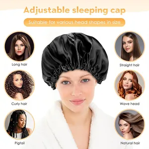 Verstellbare Satin-Schlafmütze für verschiedene Haartypen wie lockiges und langes Haar