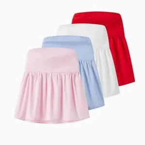 Set of 4 stylish ruffled tube tops in pink blue white and red for fashionable women
