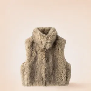 Chaleco de Piel Sintética a la Moda para Mujer Chaqueta sin Mangas Chaleco de Piel Artificial para Otoño Invierno Streetwear Ropa de Abrigo Cálida