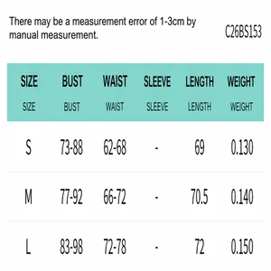 Size chart for women's mesh bodysuit showing bust, waist, and length measurements