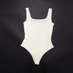 Elegant cream sleeveless bodysuit with mesh detail and slim fit for summer wear