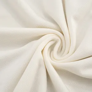 Close-up of high-quality cream white ribbed fabric texture for women's bodysuit