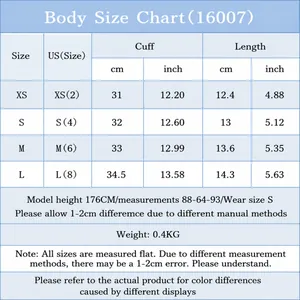 Comprehensive size chart for women's cropped denim jacket with measurement details for XS to L