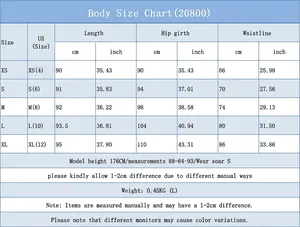 Detailed size chart for fashion denim midi skirt showing waist and hip measurements
