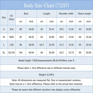 Guida alle taglie per camicia da donna con nodo in vita, misure dalla S alla XL