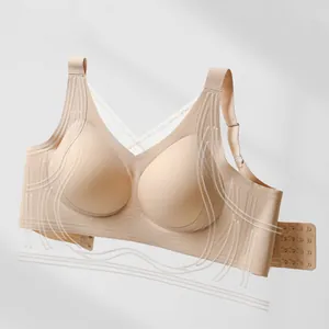 Comfortable full coverage seamless beige push-up bra for large sizes with lift support.