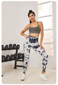 Leggings de yoga sans couture teints par nœuds pour femmes, taille haute