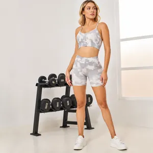 Ensemble Fitness sans Couture pour Femmes Top Et Bottom Imprimé Numérique Tie-Dye Leggings de Yoga Taille Haute Brassière de Sport