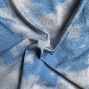 Tissu en nylon spandex sans couture à motif marbré bleu avec texture extensible
