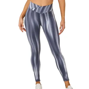 Glänzende nahtlose Aurora Yoga-Leggings mit hohem Bund für Damen Fitness Training