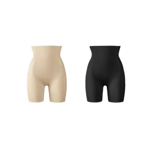 Pantaloncini contenitivi a vita alta senza cuciture in beige e nero snellenti.